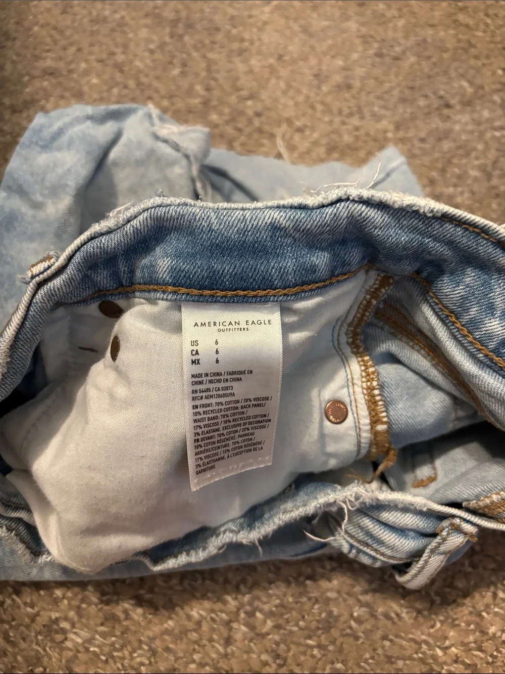 American Eagle Outfitters Light Wash Distressed Denim Shorts